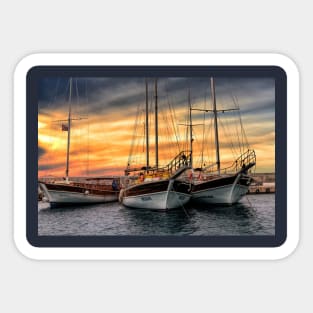 Boats at Sunset Sticker